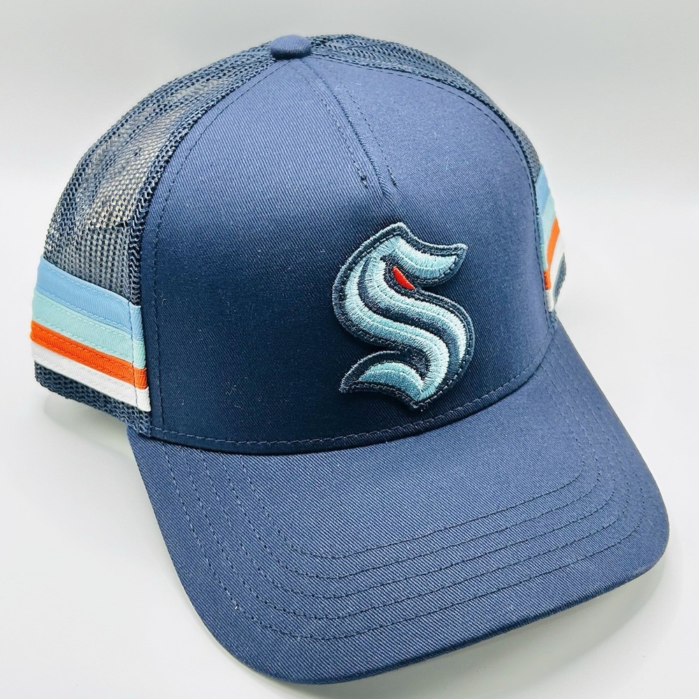 Seattle Kraken American Needle Striped Trucker Hat Cap Snapback Adjustable NHL - Picture 3 of 5